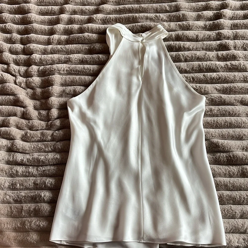 Halston White Satin Halter Neck Top - Picture 5 of 5